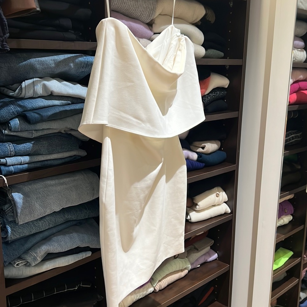 Flutter top white mini dress